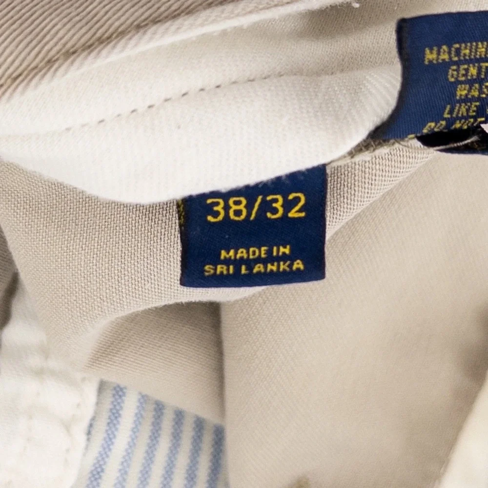 Polo Ralph Lauren Mens 38x32 Relaxed Fit Chino Pants Tan Cotton Khaki Preppy